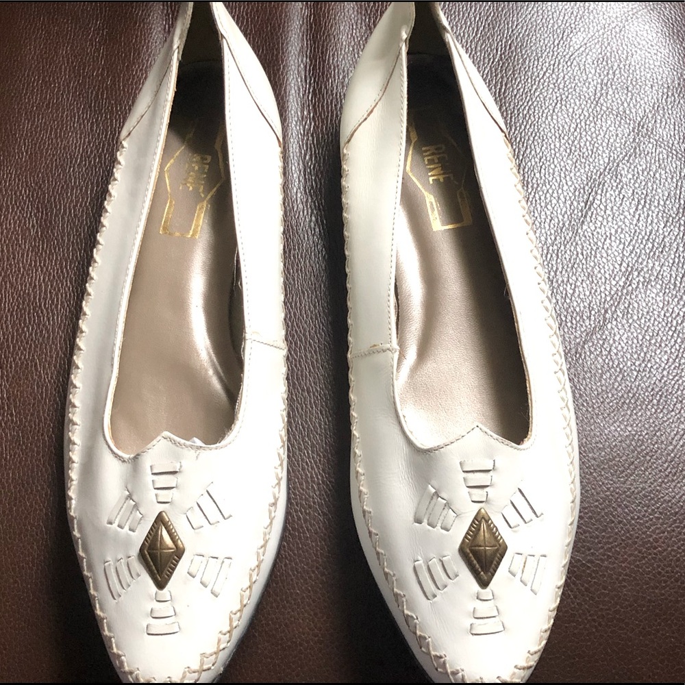 RENE WHITE FLAT SHOES